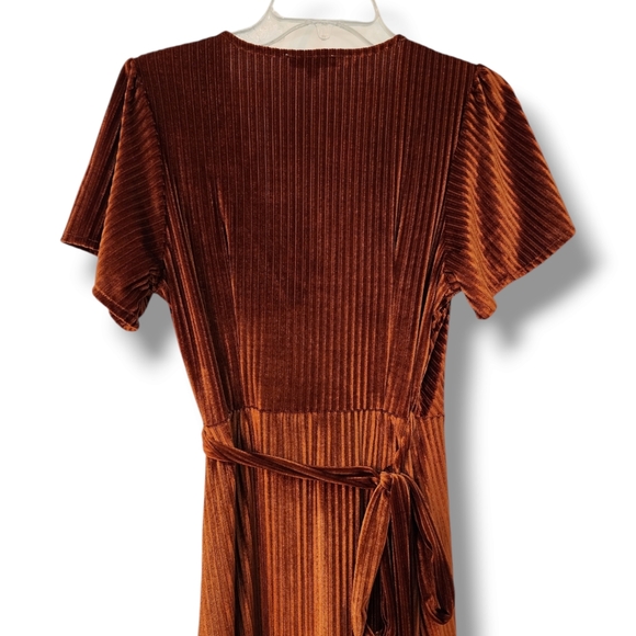 Baltic Born Andi stretch ribbed velvet short sleeve maxi wrap dress S - Picture 5 of 12